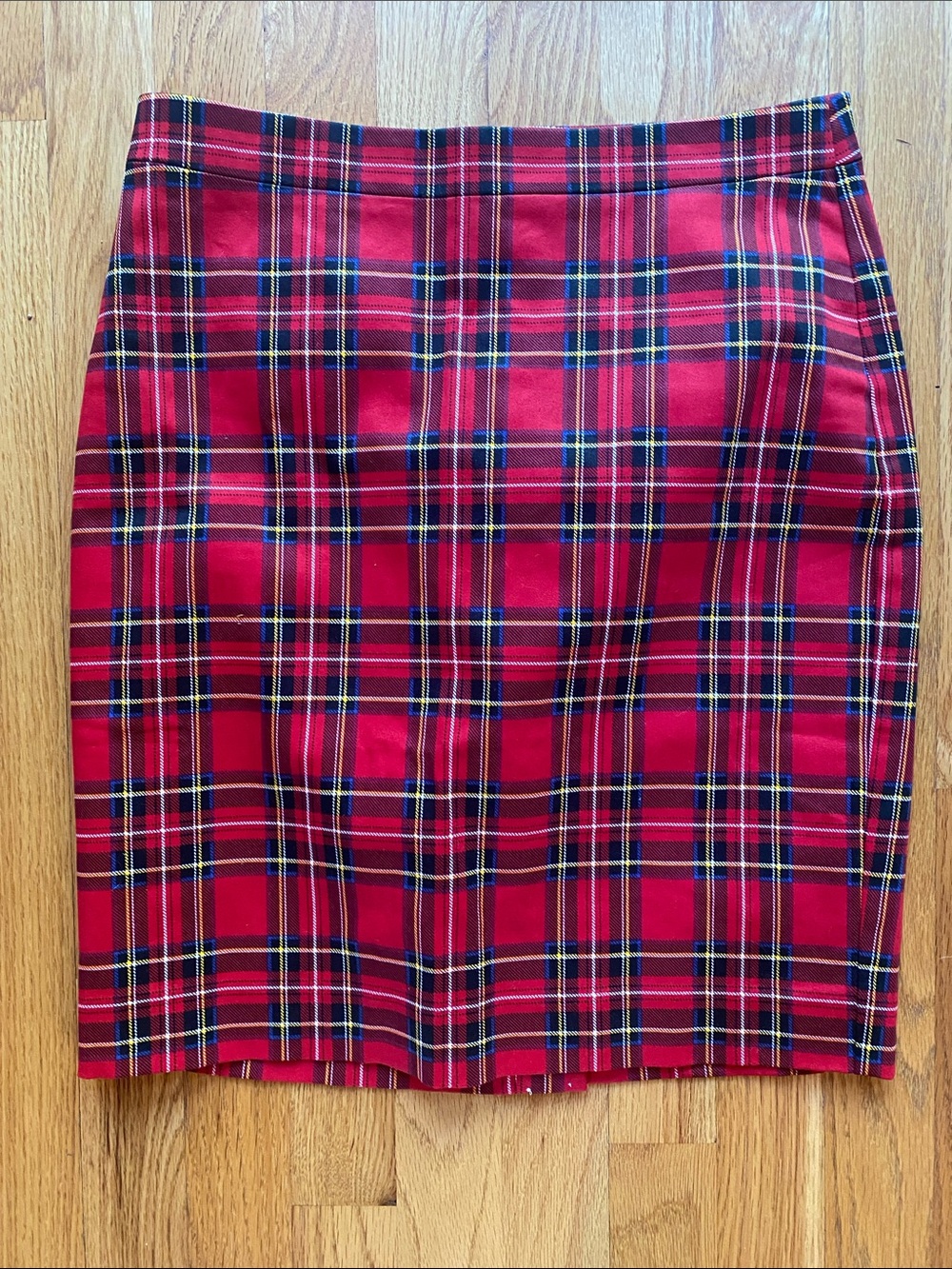 J. Crew Red Tartan Pencil Skirt